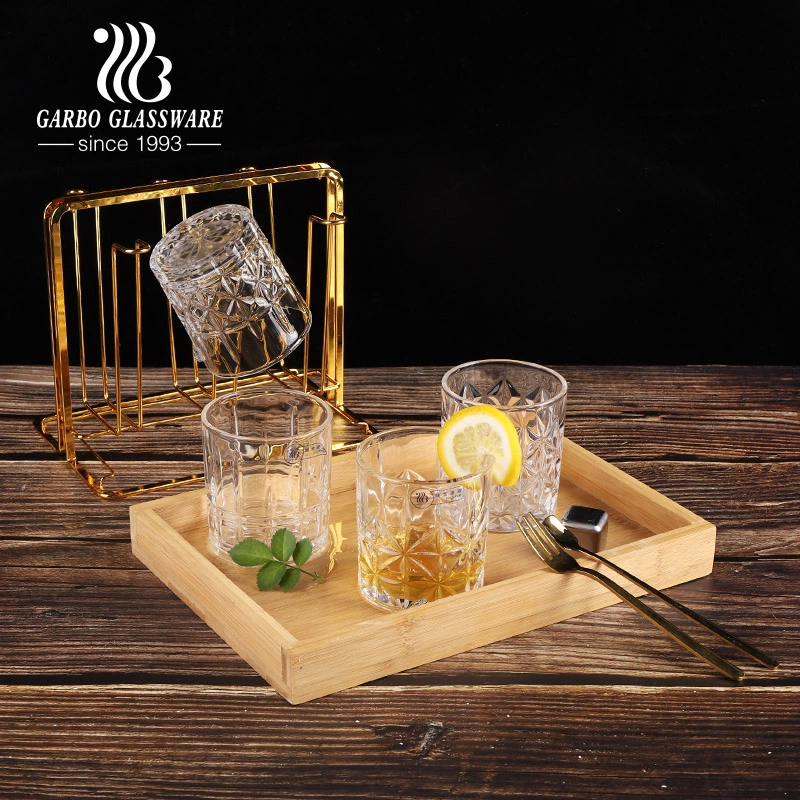 Glass Tumblers Drinking Water Cup Whiskey Beer Pressed Juice Tea Wholesale/Supplier Engraved Whisky Tumbler Diamond Glassware (GB040807ZS)