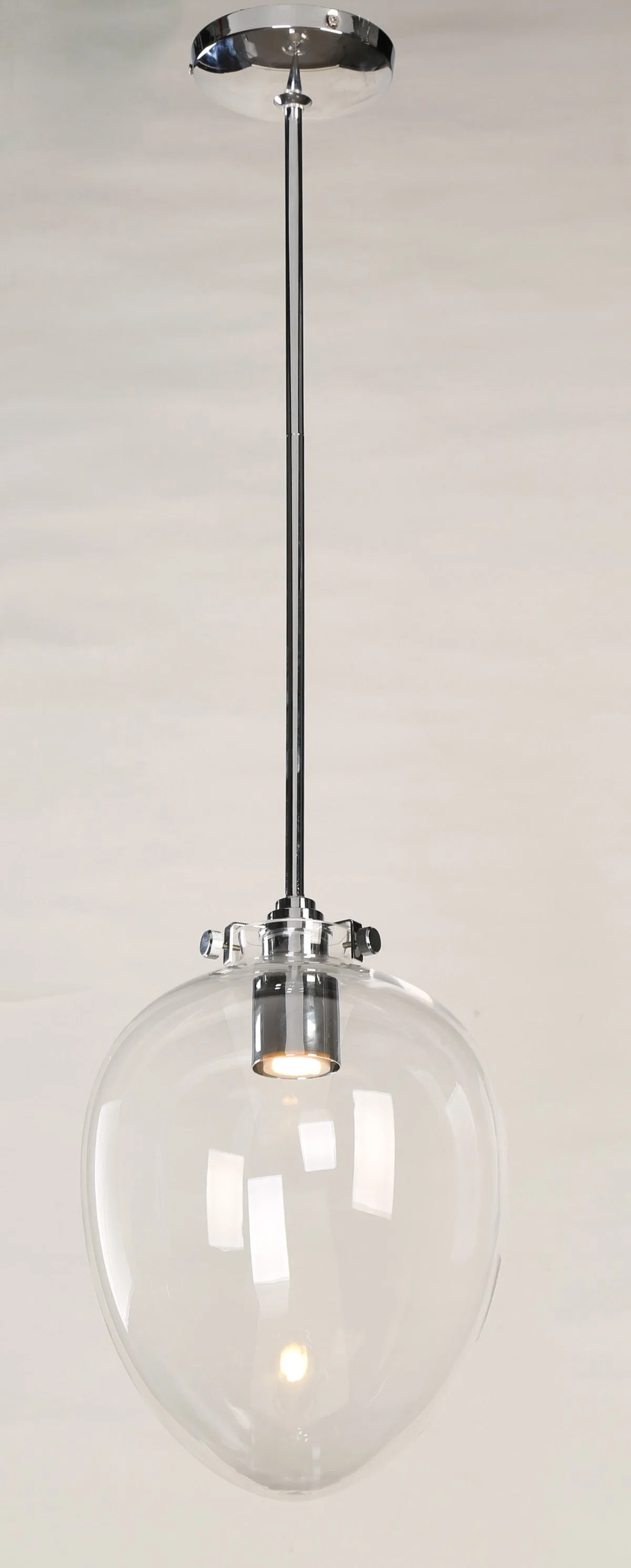 Simple Global Clear Glass Pendant Lamp in Chrome (17004-P)