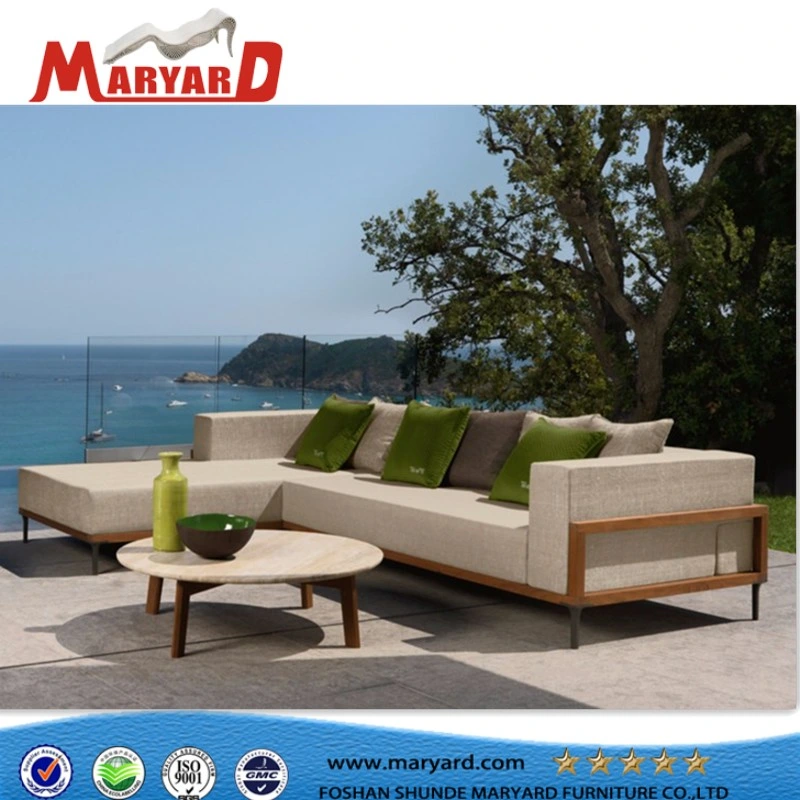 Outdoor Garden Furniture Aluminum Frame Teak Combination Sofa Set