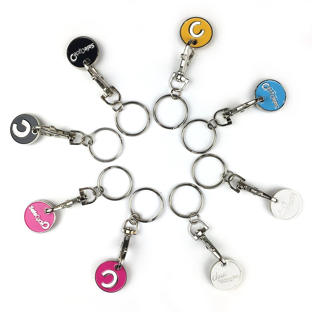 Metal personalizados Moeda Trolley Key Ring Carrinho de Compras Carrinho Moeda esmalte macio Chaveiro