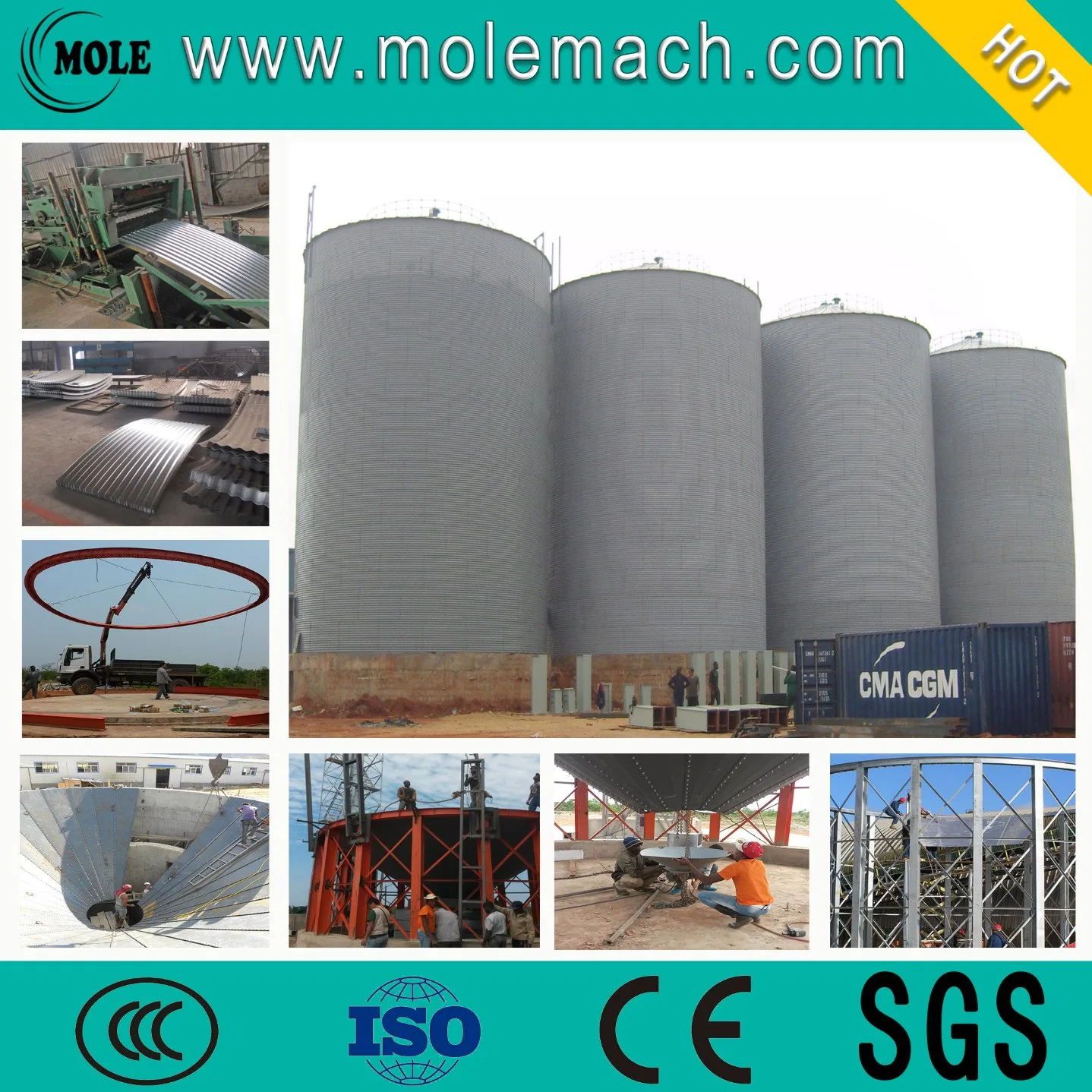 Grain Silo Wheat Maize Silo Bin Galvanized Steel Silos with Ce