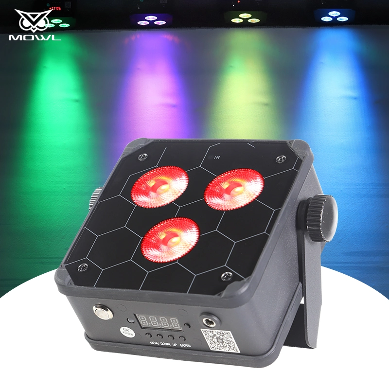 3*18W RGBWA UV 6en1 LED plano inalámbrico alimentado por portátil PAR puede subir luces de escenario con batería recargable