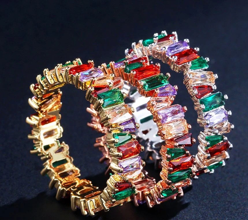 Colorful Crystal Vintage Statement Jewelry Women Gold Plated CZ Cubic Zirconia Bracelet. Fashion CZ Bracelet