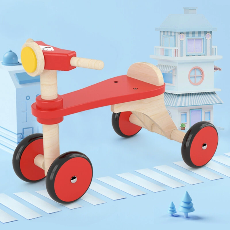 Wooden Ride-on Car Four-Wheeled with Scooter Children's Walker Balance Toys