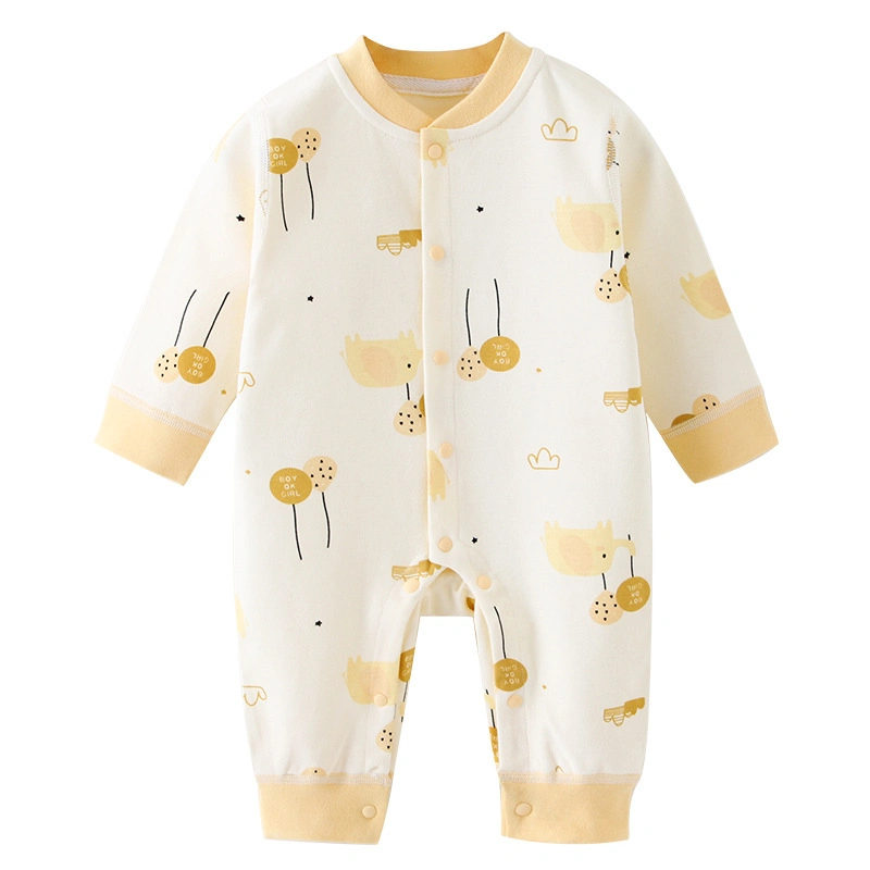 Newborn Thick Long -Sleeve Warm Jumpsuit Baby Wear Pajamas Infant 100% Cotton Open Rompers Garment
