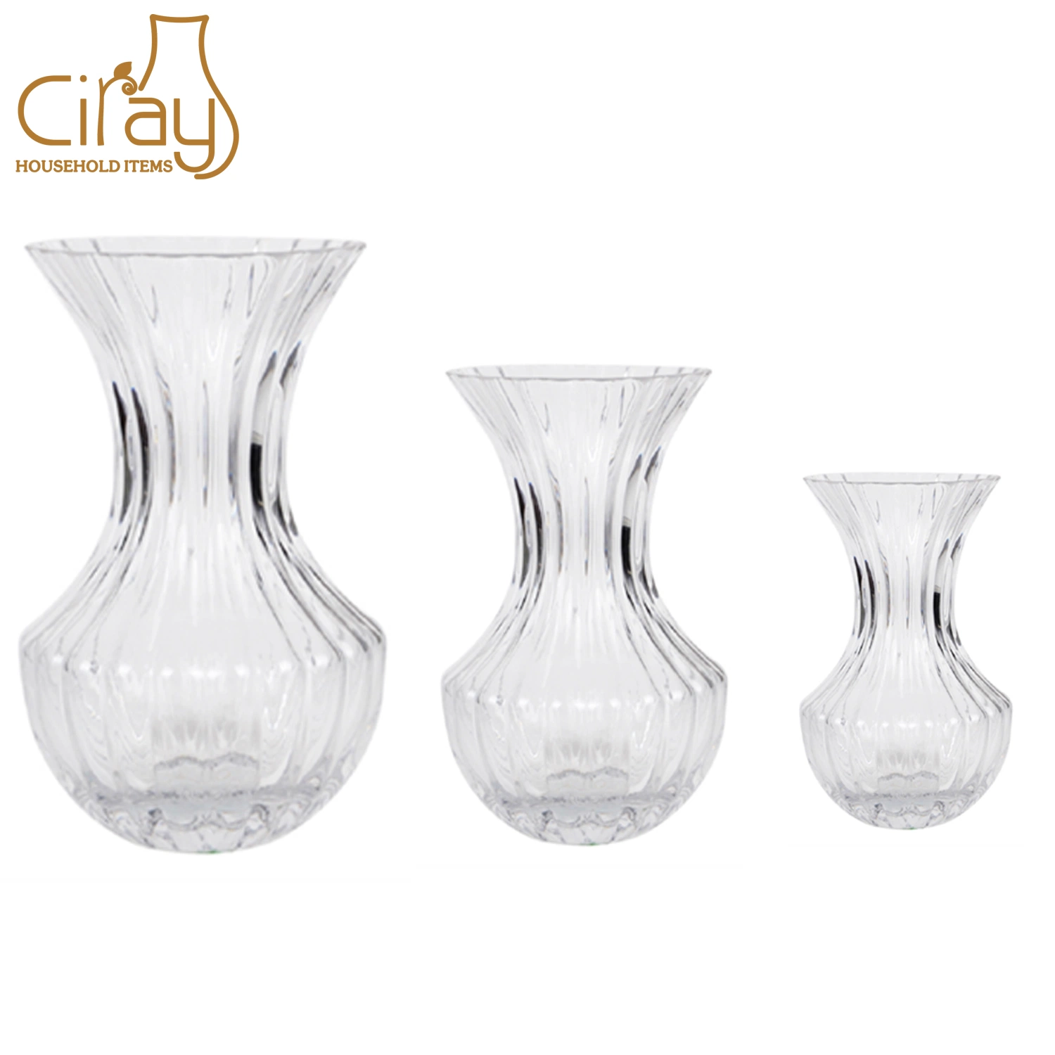 Bouquet de fleurs en verre vase classique en 3 tailles