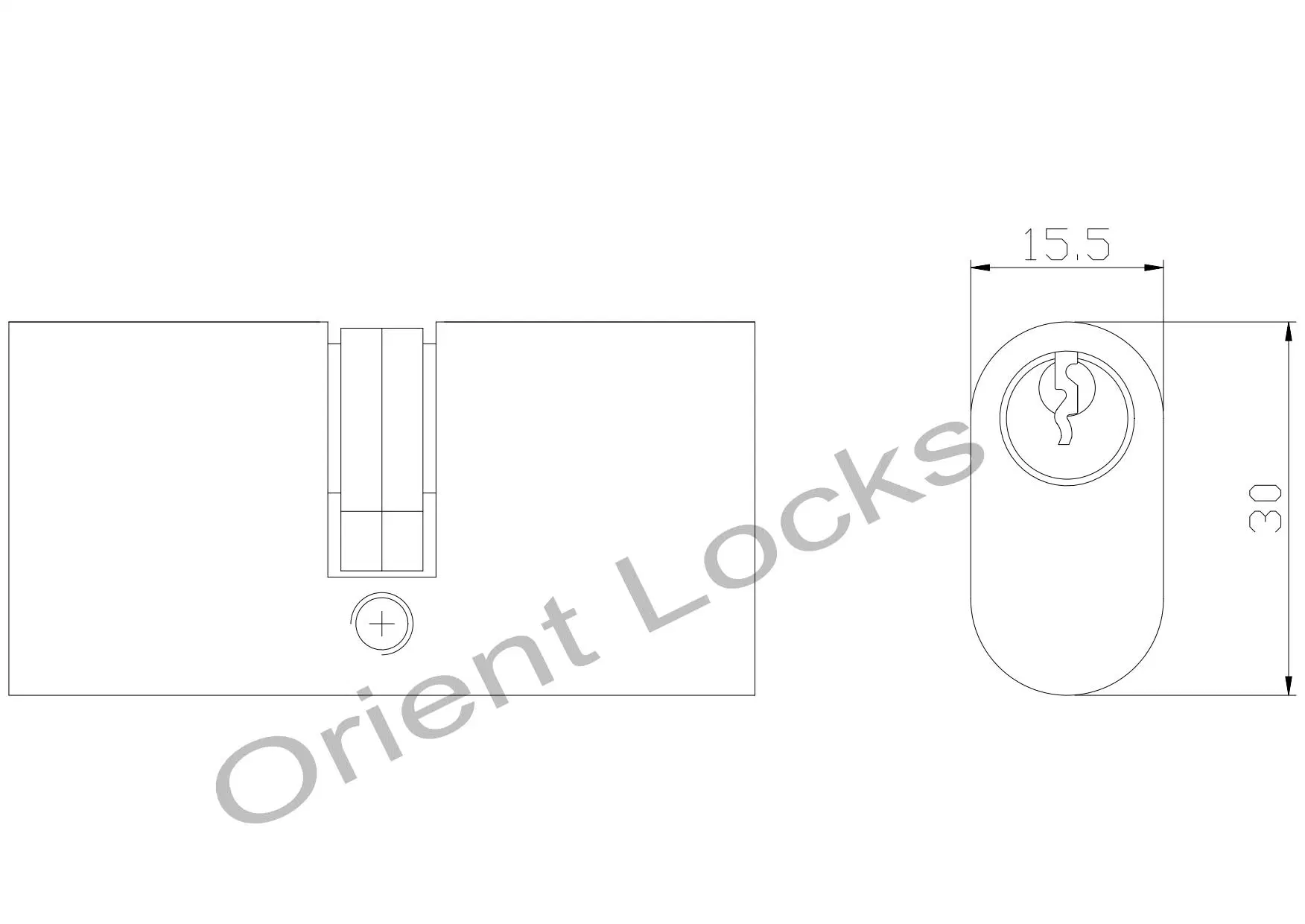 Brass Oval Cylinder 60mm Middle Size Double Cam