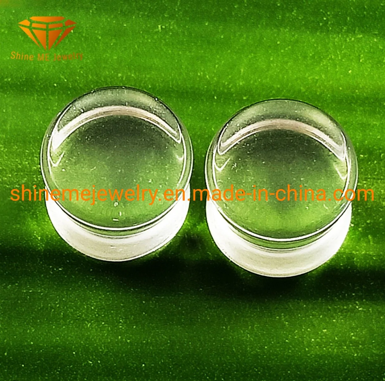 Body Piercing Natural Stone Ohrstöpsel Aus Edelstahl Doppelstecker Aus Transparenstem Glas Spl2000