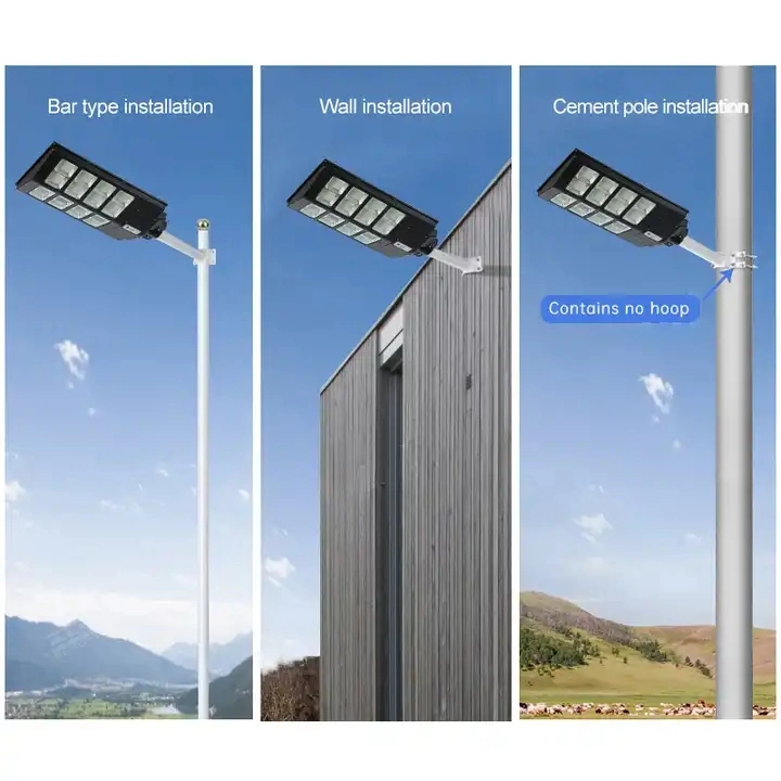 Impermeable al aire libre IP65 Grado 50W 100W 150W 200W 250W 300W Lámpara de calle LED solar integrada