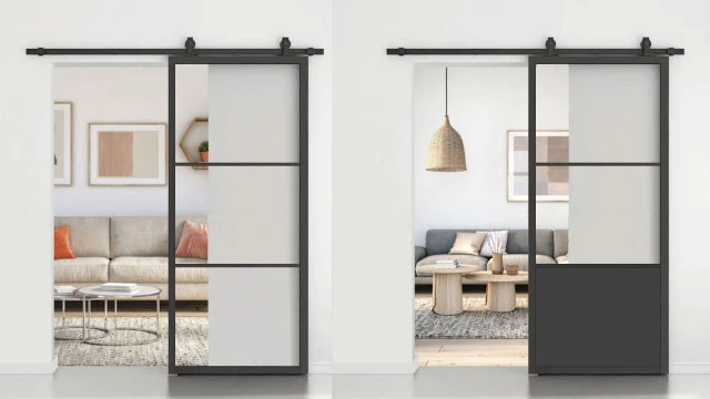 Heavy Duty contemporáneo de vidrio templado pintado de negro personalizada puerta interior