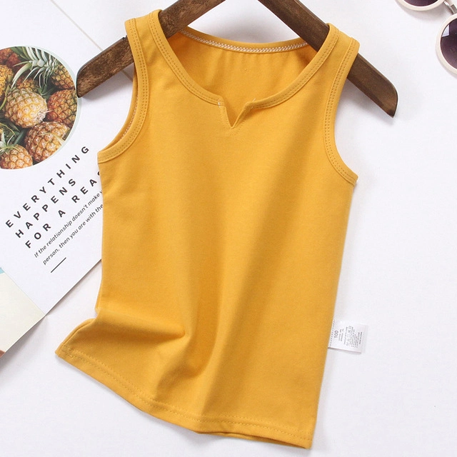 100% Cotton Kids Undershirt Sleeveless Solid Color Baby Girls Boys Tanks Vest Girl Camisole Tops Children Underwear