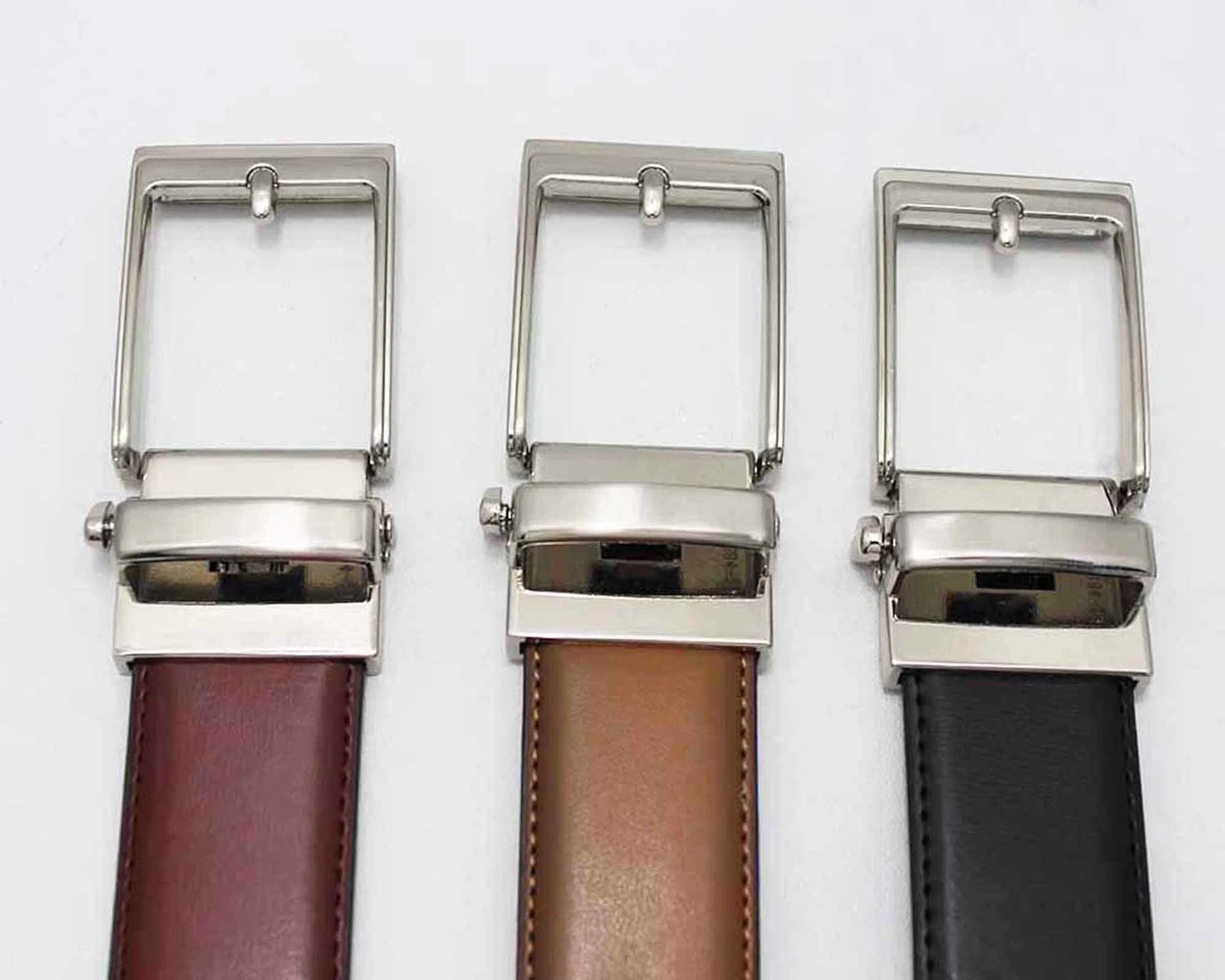 3.5cm Width Rotated Pin Buckle Double Sides Used Top Grain Leather Waist Belts