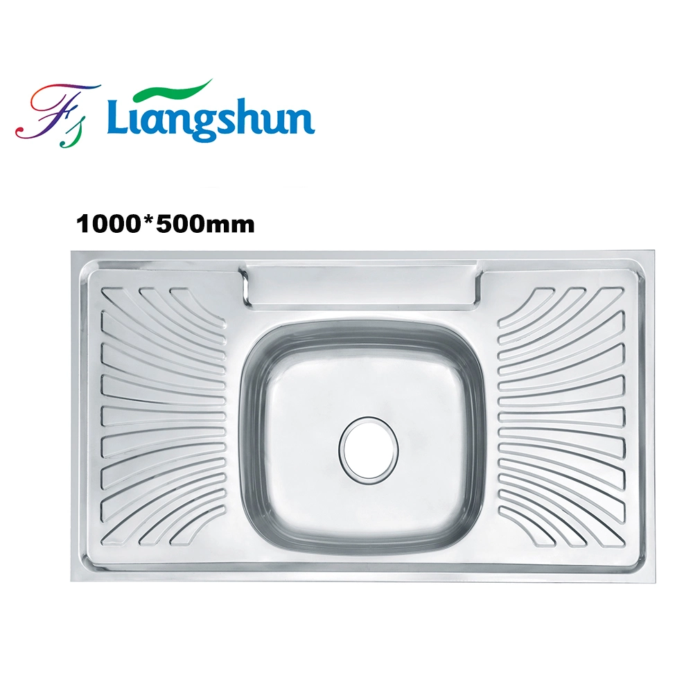 K-8060 Liangshun 80X60cm Single Bowl with Drainerboard Farmhouse Kitchen Stainless Steel Sink