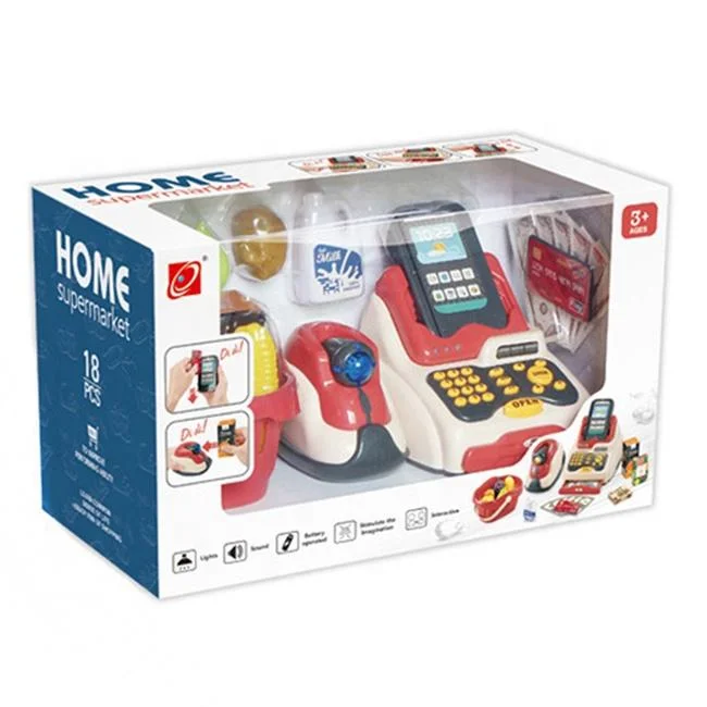 Brinquedos Cash Register pretend Play Set 2 em 1 Electronic Supermercado Toys