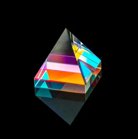 Cor da luz de Prisma Cube Ensinar Experimento Pirâmide prisma de lentes ópticas de cabina Aurora