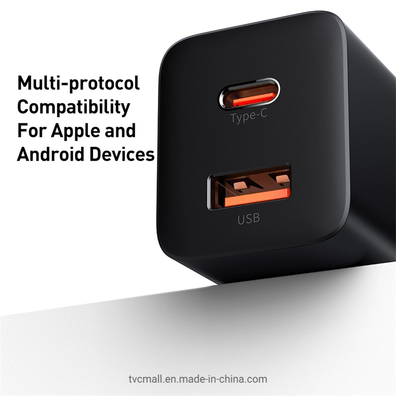 Baseus Super Si PRO Quick Charger Type-C + USB Dual Port Charging Adapter 30W - EU Plug/Black