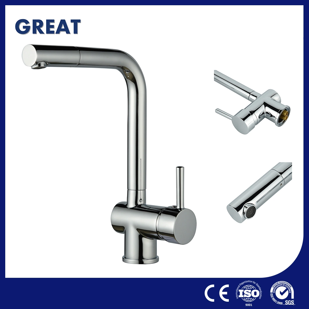 Great Touchless Kitchen Faucets Factory High-Quality Gl90102A101 Chrome Rotatable Kitchen Faucet Hot and Cold Mix Stainless Steel Kitchen Sink Faucet