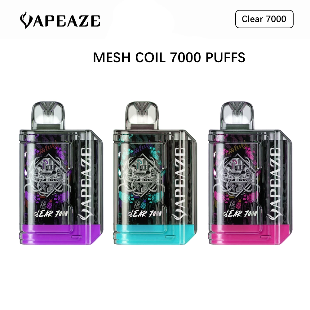 Lápiz de Vape desechables claro 7000 inhalaciones E-Liquid 650mAh recargable de alta calidad de pluma de Vape Puff E cigarrillo Vape vaporizador Atomizer Vaping suave