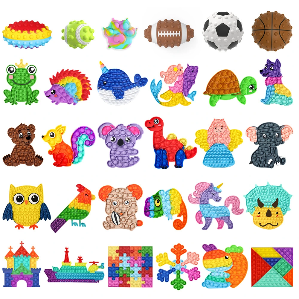 Promoção brinquedos plásticos educativos para crianças Tombotoys Juguetes pop It Kids 1: Dom Fidget Push Bubble Keychain coração de Páscoa forma Unicorn Animal Fidget Toys