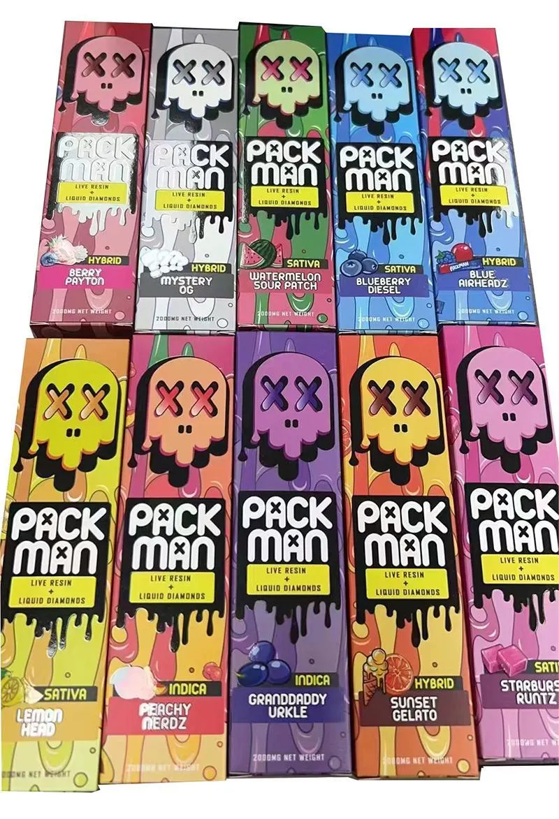 Preheat Pack Man Live Resign Liquid Diamonds Disposable/Chargeable Vape Pens 2ml Rechargeable Empty 280mAh Battery Starter Kit Type C DAB Pen Device Pods Packman