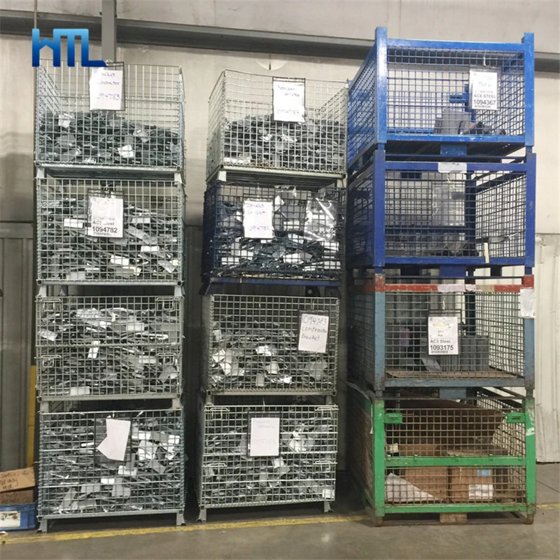 Verzinktes Zusammenklappbares Lager Cargo Storage Palette Stahldraht Mesh Crate