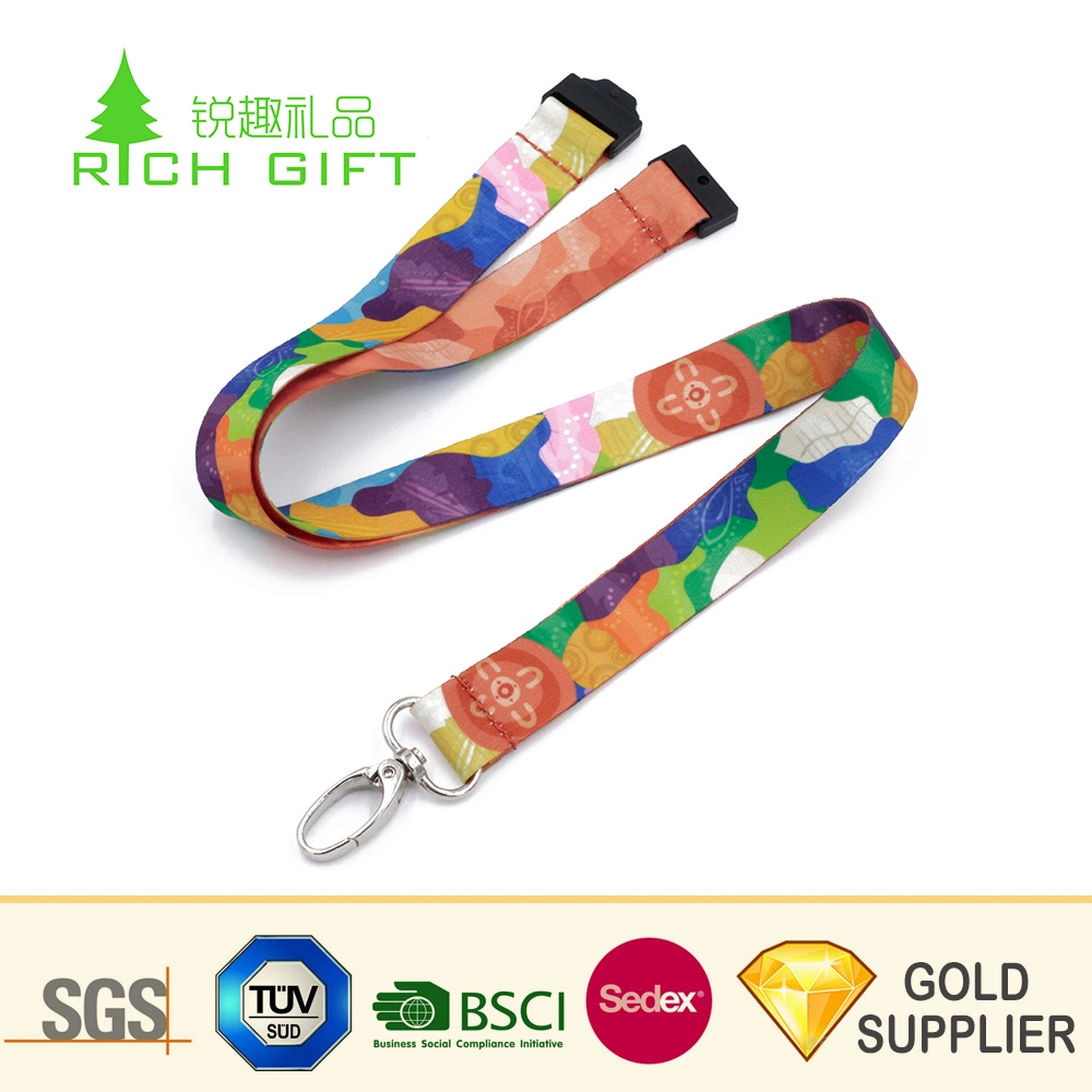 Free Sample Custom Design Dye Sublimation Printing Carabiner Tool Lanyard with Plastic Buckle