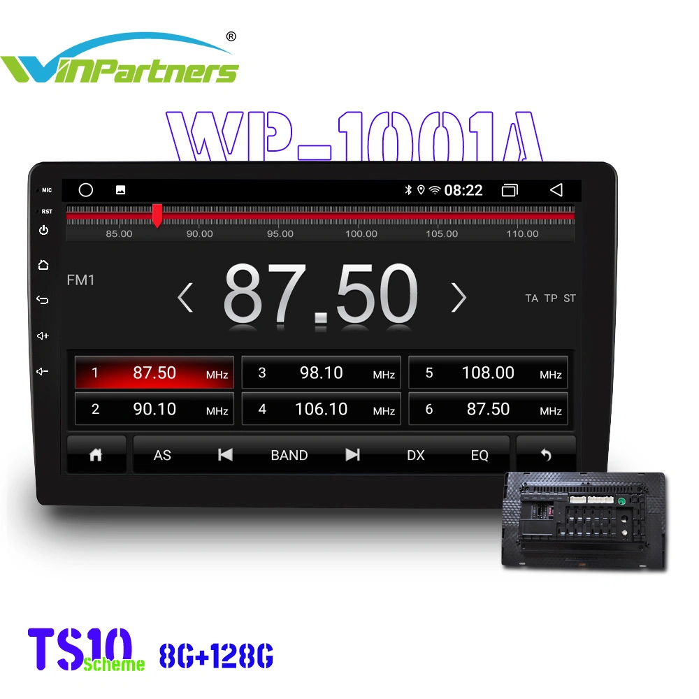 8g+128g de 10 pulgadas, todos en un equipo estéreo para coche Bluetooth Ahd Vista Posterior EQ logotipo GPS MP5 Player Wp1001A