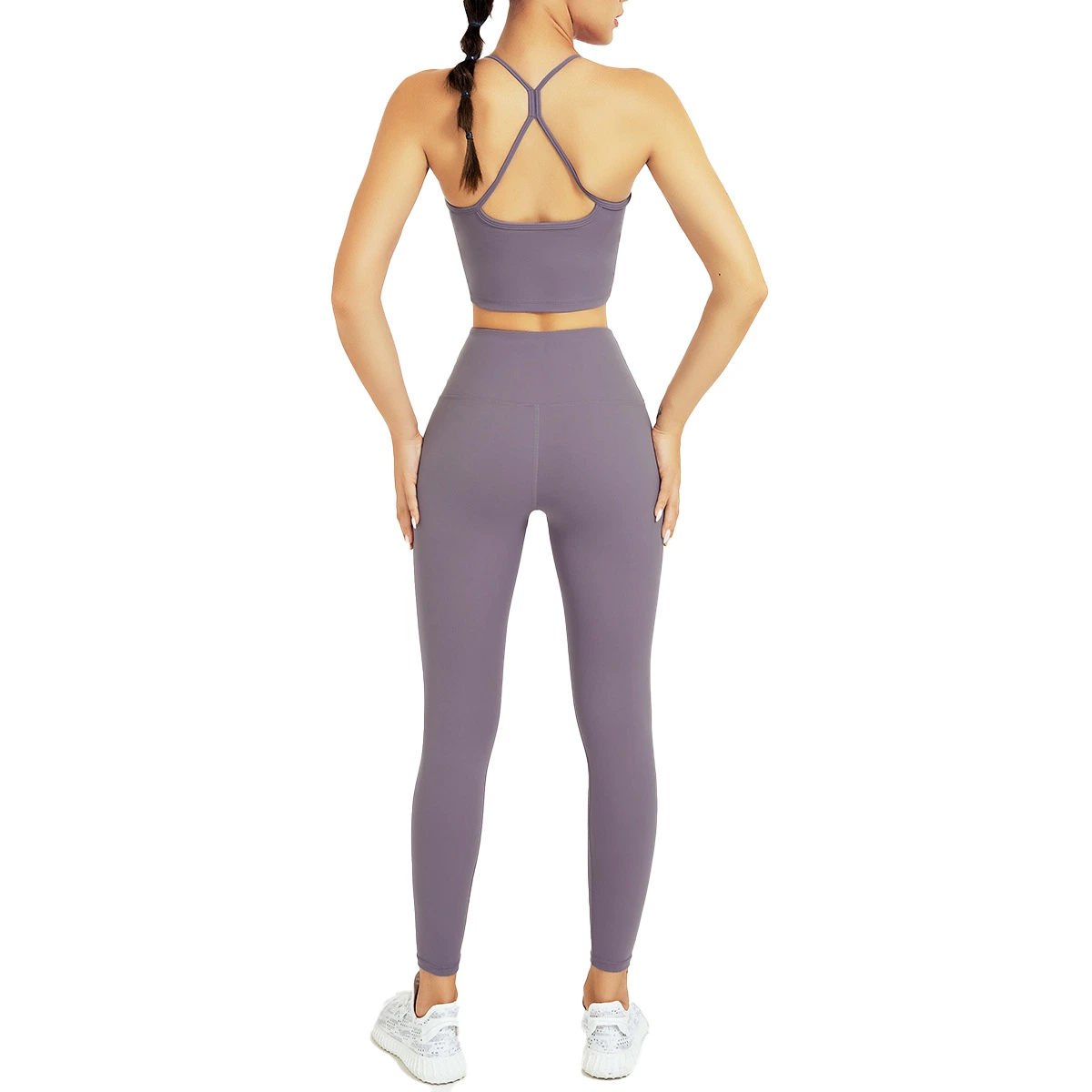 Sy5298 a las mujeres de peso de la luz de la correa de Cruz Delgado Yoga Bra cintura alta Leggings gimnasio yoga 2 Pieza establece