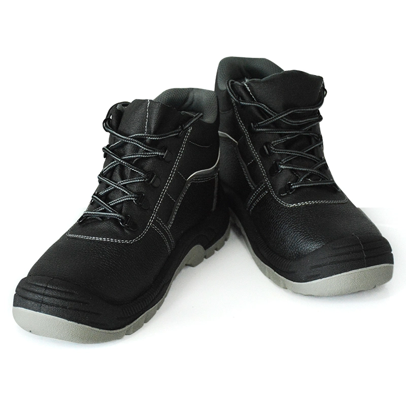 Industry Widely Used PU Injection Black Steel Toe Mining Safety Shoes