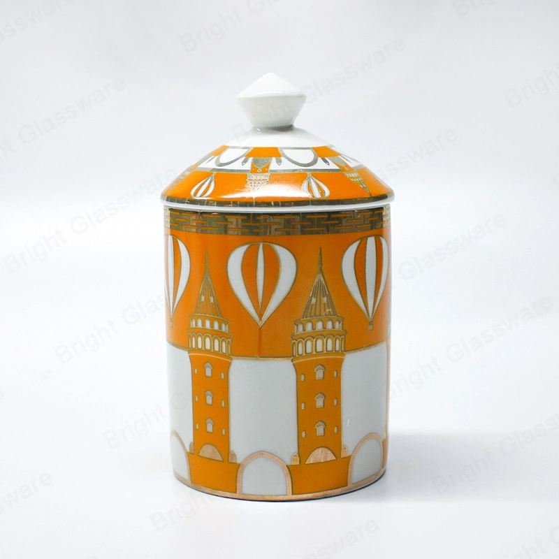 Wholesale/Supplier Nordic OEM ODM Sprayed Logo Ceramic Candle Jars with Lid