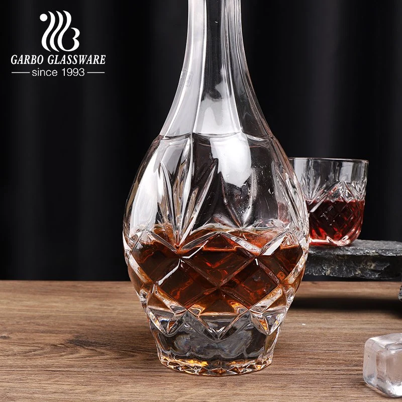 High-Quality 800ml Round Glass Wine Bottle Whisky Decanter Crystal Collection Carafe Beer Storage Holder with Stopper