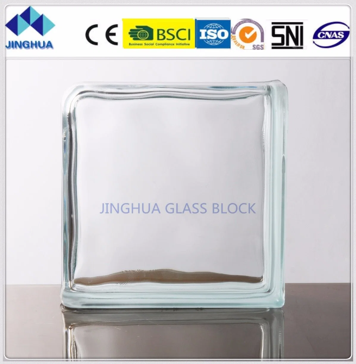 Jinghua Beste Qualität Ende klar 190X190X80mm Glasblock / Ziegel