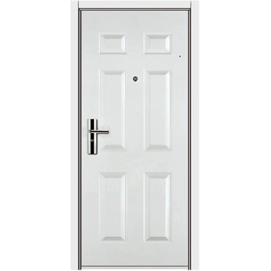 Branco Cor seis Painel Entrada Segurança popular Metal Door