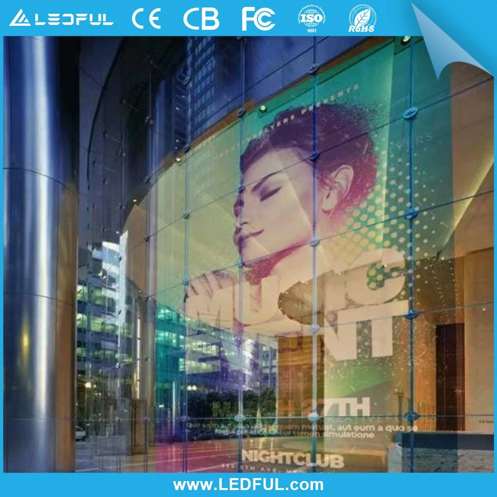 High Brightness SMD Glass Flexible Curtain Adhesive Real Estate Agent Window Ultra Thin Film Transparent LED Display