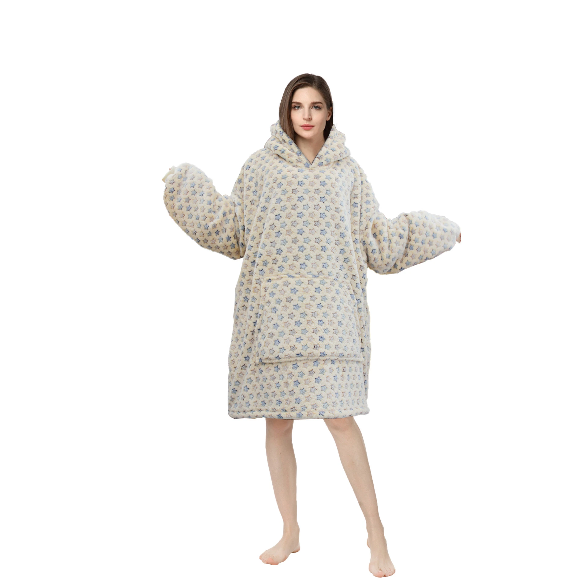 Mano de obra fina Luz de invierno con capucha Sleeping Bag Coat Hoodie Manta Invierno Jumpsuit camisón pijama perezoso