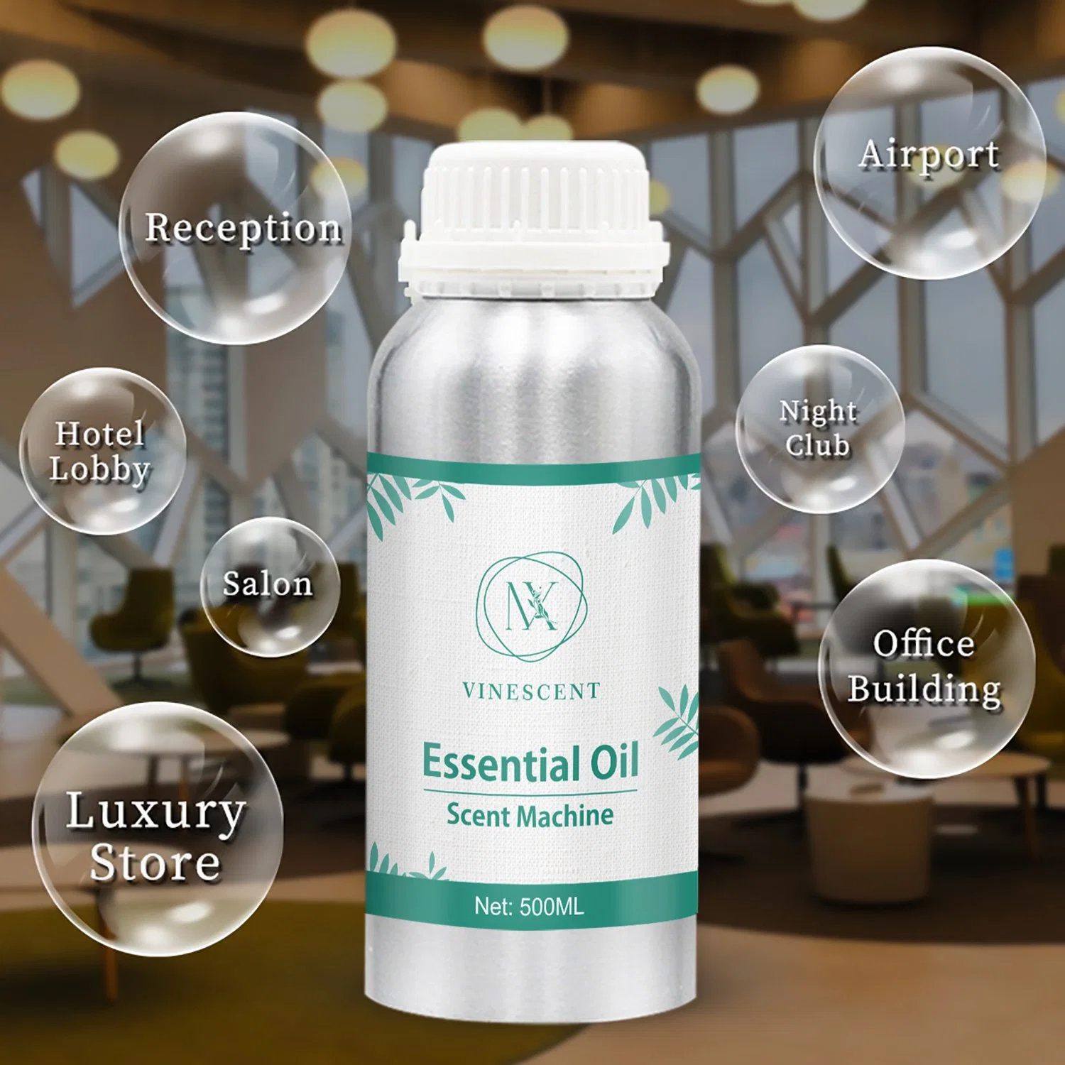 500ml Aluminum Alloy Bottle Plant Natural Essential Oil for Scent Machine