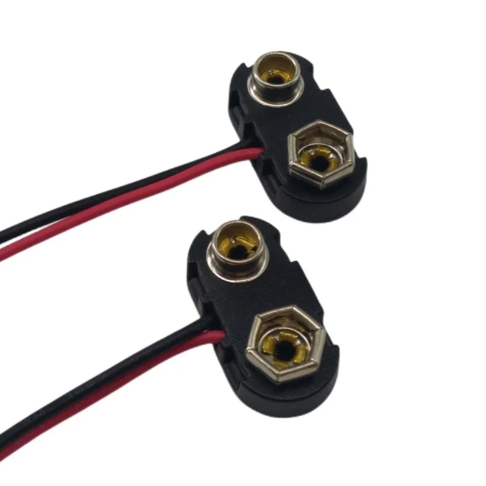 I Type Long Cable Connection Hard Shell 9 V Battery Clip