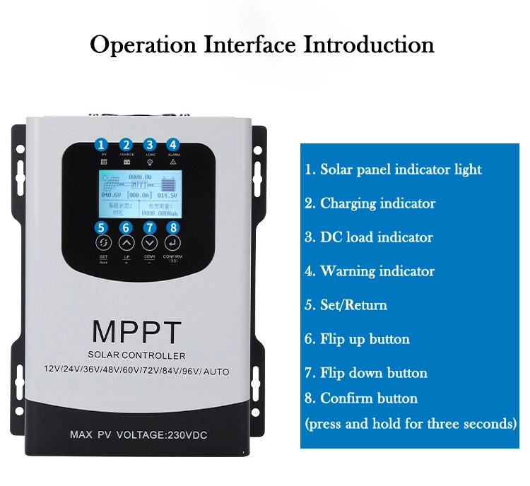 12V 24V Batería de paneles solares regulador de voltaje nominal de 30 a 60 A 80A 120A MPPT Controlador de carga solar con WiFi