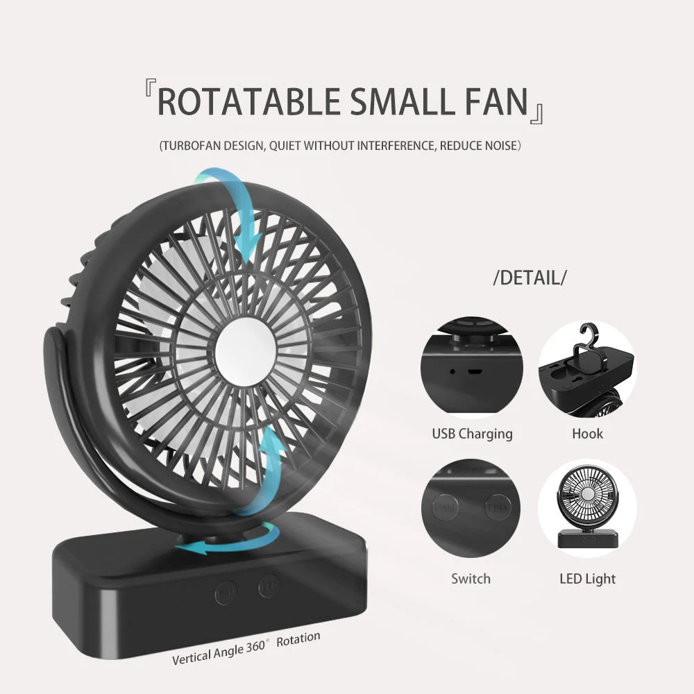 Portable Battery Camping Fan with LED Lantern