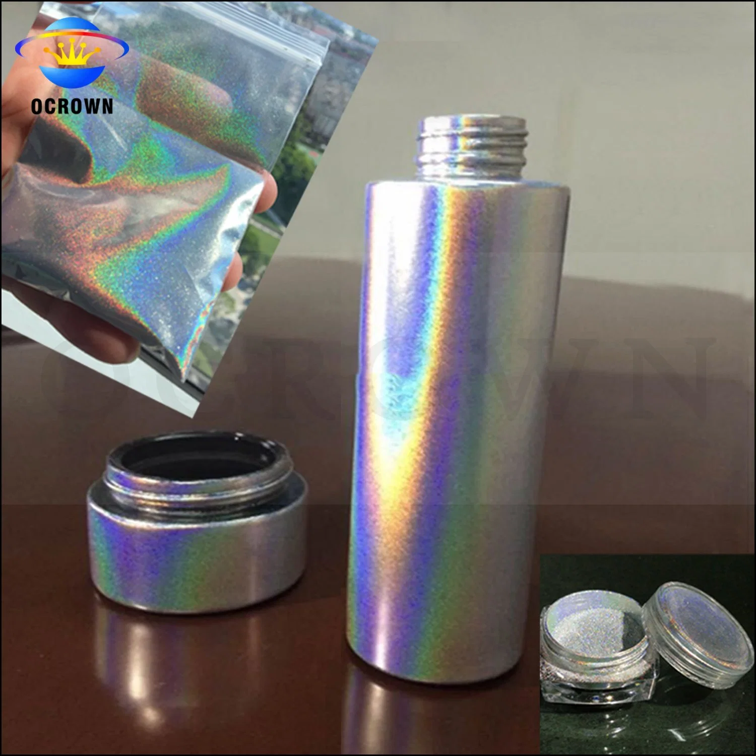 Silver Holo Glitter Plasti Coating Spray DIP Holographic Pigment with Rainbow Effect