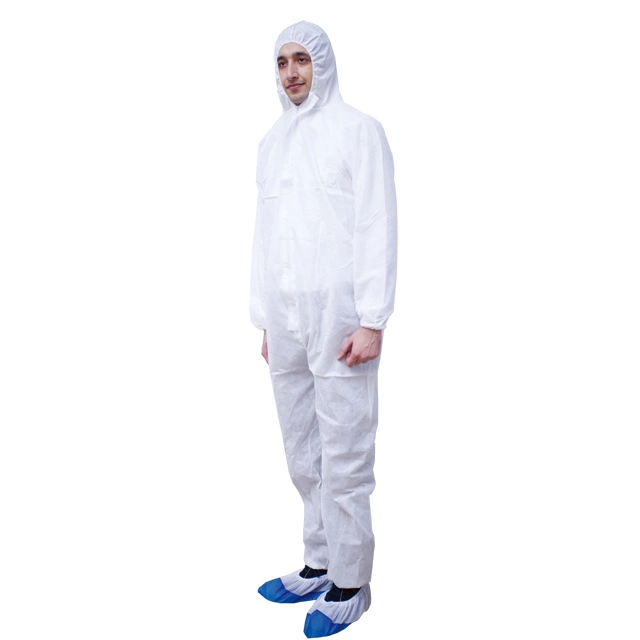 PE Coated Polypropylene Coverall with Hood, Boots and Elastic Wrists - Size 3XL