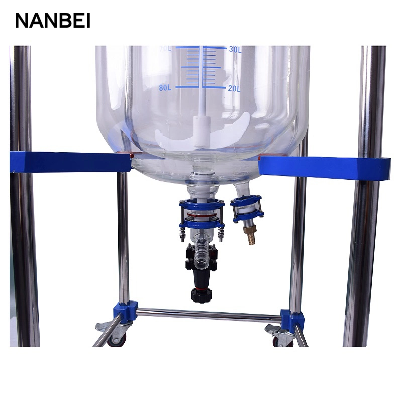 depósito de mistura de laboratório 100L Jackted Química Reactor de vidro