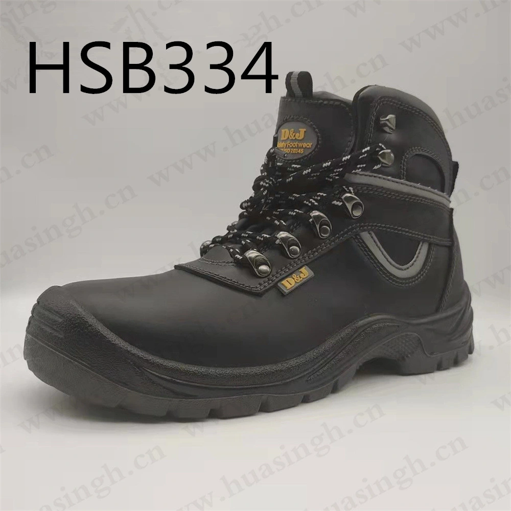 Gww, resistente al desgaste poliuretano de doble densidad de inyección suela exterior Botas de seguridad MID-Cut S3 Standard Work Shoe con banda reflectante HSB334