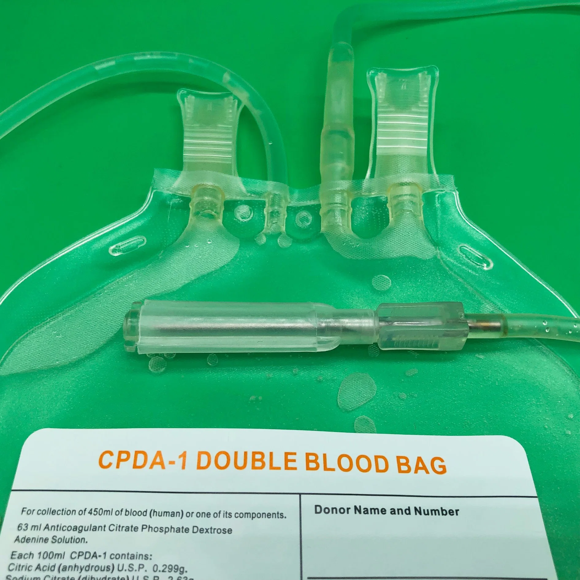 Medical Double Disposable Blood Bag with Ce and ISO