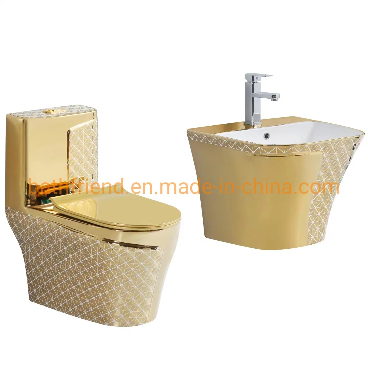 Baño de oro de la cuenca del Pedestal de mosaico con traje de baño de oro de impresión