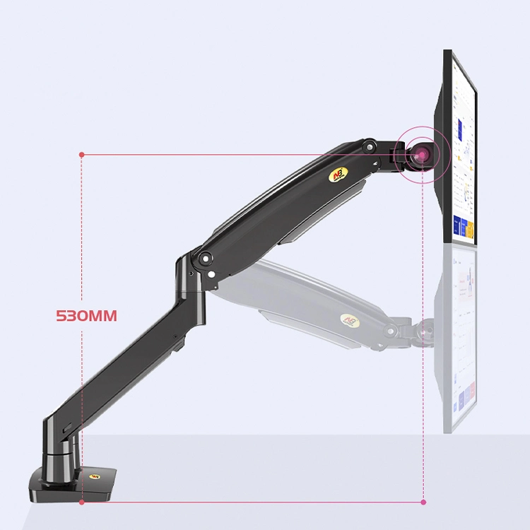 to Peru Nb F195A Aluminum 22-32" Dual Computer Screen Stand Gas Spring Arm Full Motion Double PC Monitor Holder Support with USB