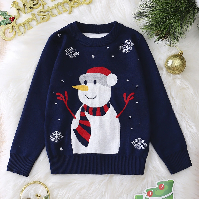 Winter Cute Long Sleeve Knitted Pullover Tops Santa Claus Knitwear Children Christmas Sweater