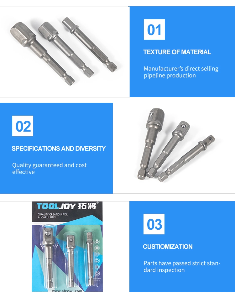 Grado de impacto del adaptador de Socket Set 1/4" de extensión de alimentación de vástago hexagonal poco