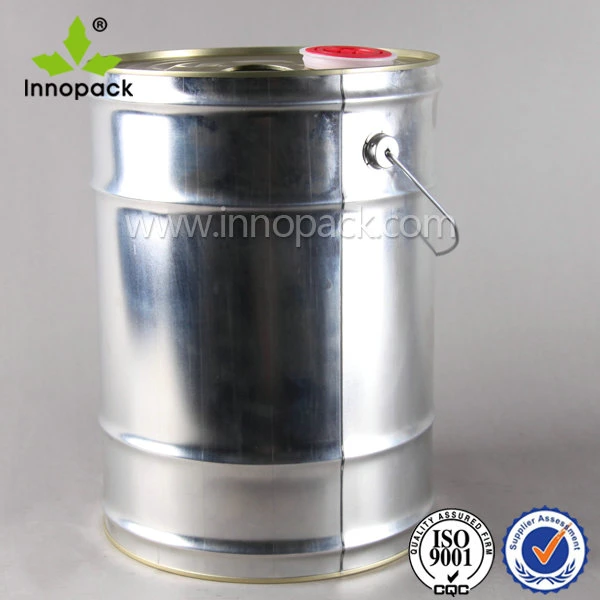 18L Customized Round Tin Barrel Oil Can with Press Cap and Metal Handle