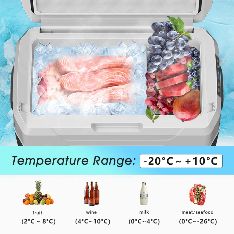 Yunli AXR-40 DC: 12-24V AC: 100-240V 40L refrigerador para coche con pantalla digital y asa para carrito